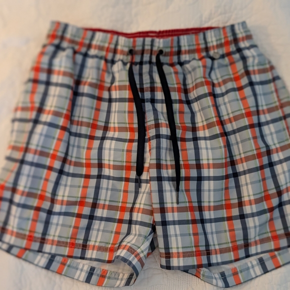 Calida Other - CALIDA Men's Plaid Swim Trunks Board Shorts Blue Orange Size Medium M / 50